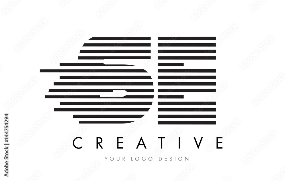 SE S E Zebra Letter Logo Design with Black and White Stripes SE S E Zebra Letter Logo Design with Black and White Stripes