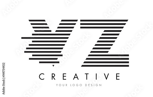 VZ V Z Zebra Letter Logo Design with Black and White Stripes