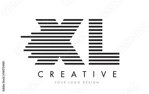 XL X L Zebra Letter Logo Design with Black and White Stripes