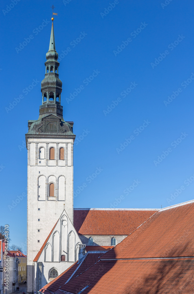 Estonia. Tallinn. Spring View of the tower of the church of St. Nicholas.