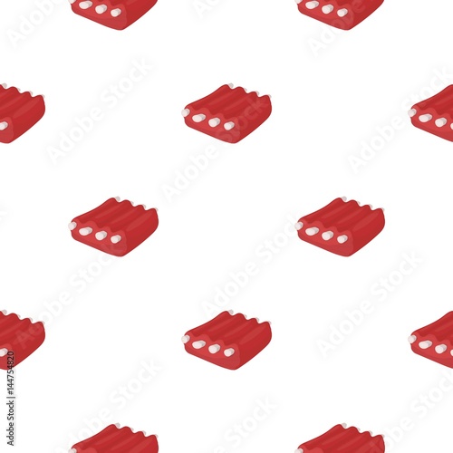 Pork ribs icon in cartoon style isolated on white background. Meats pattern stock vector illustration