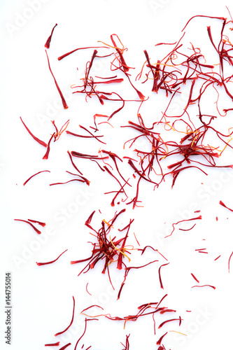 saffron pistil on white background