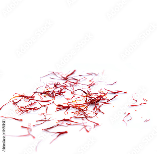 saffron pistil on white background