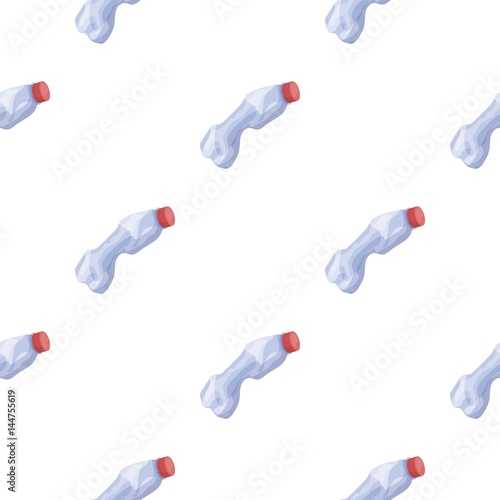 Crumpled plastic bottle icon in cartoon style isolated on white background. Trash and garbage pattern stock vector illustration.