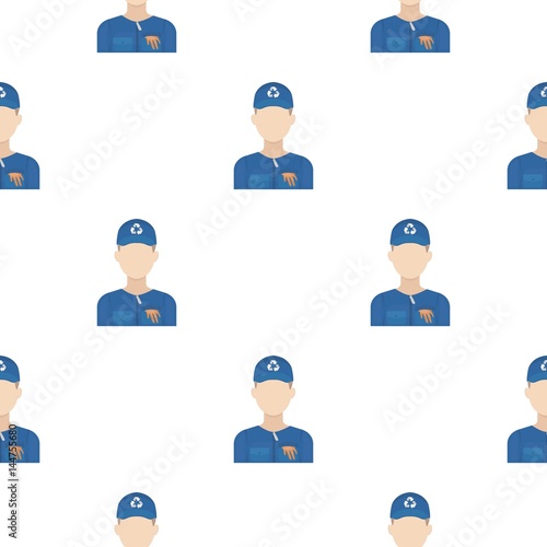 Waste collector icon in cartoon style isolated on white background. Trash and garbage pattern stock vector illustration.