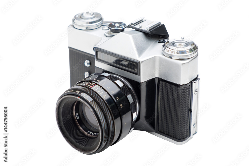 view old film camera zenit isolat view old film camera zenit isolat