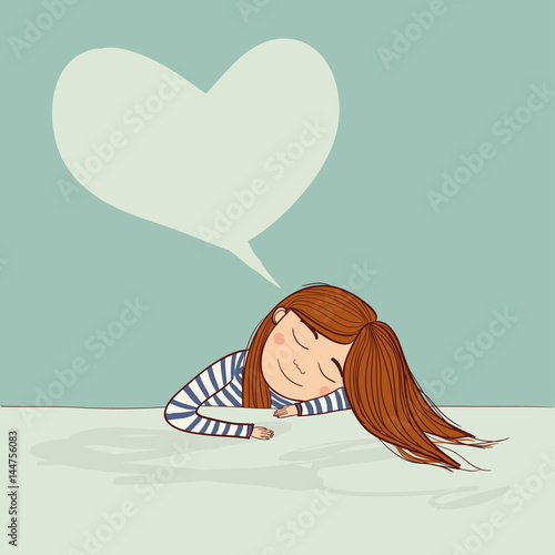 girl dreaming in love marine with big heart