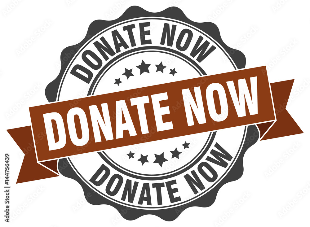 Fototapeta premium donate now stamp. sign. seal