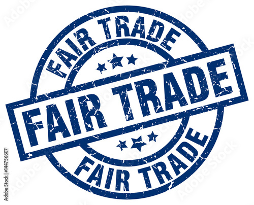 fair trade blue round grunge stamp