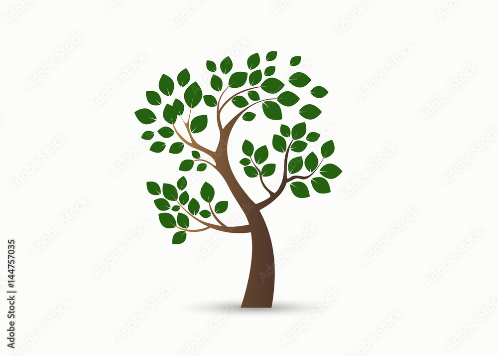 green tree silhouette isolated on white background, vector green tree silhouette isolated on white background, vector