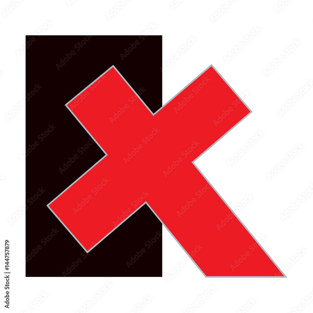 X shape over a rectangle similar to an old ballot sheet.
X shape over a rectangle similar to an old ballot sheet.