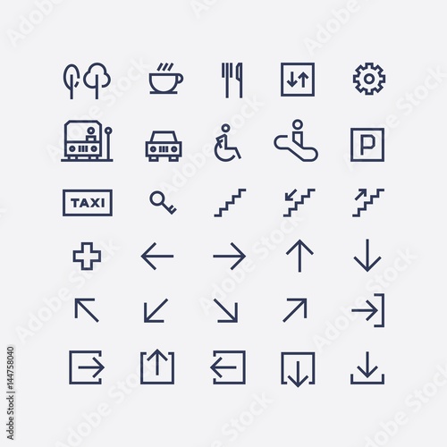 A collection of abstract wayfinding pictograms