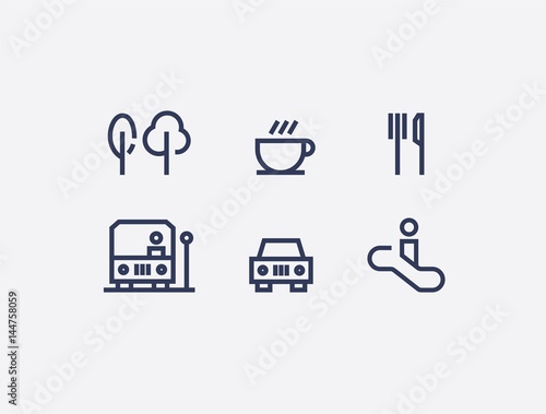 A collection of abstract wayfinding pictograms flat design