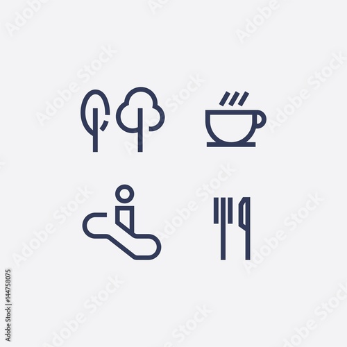 A collection of abstract wayfinding pictograms flat design