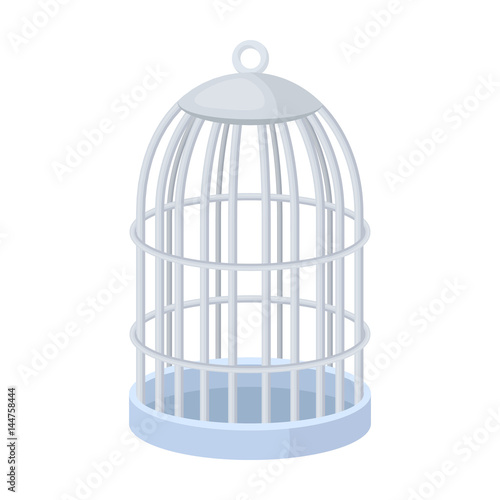 Metal cage for birds.Pet shop single icon in cartoon style vector symbol stock illustration web.