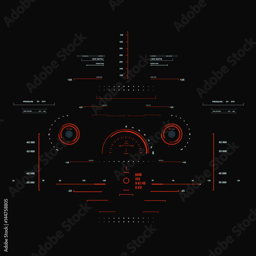 Futuristic red virtual graphic touch user interface
