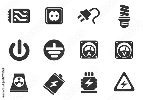 electricity icon set