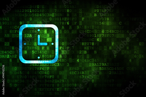 Time concept: Watch on digital background