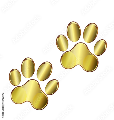 Gold dog paws logo vector