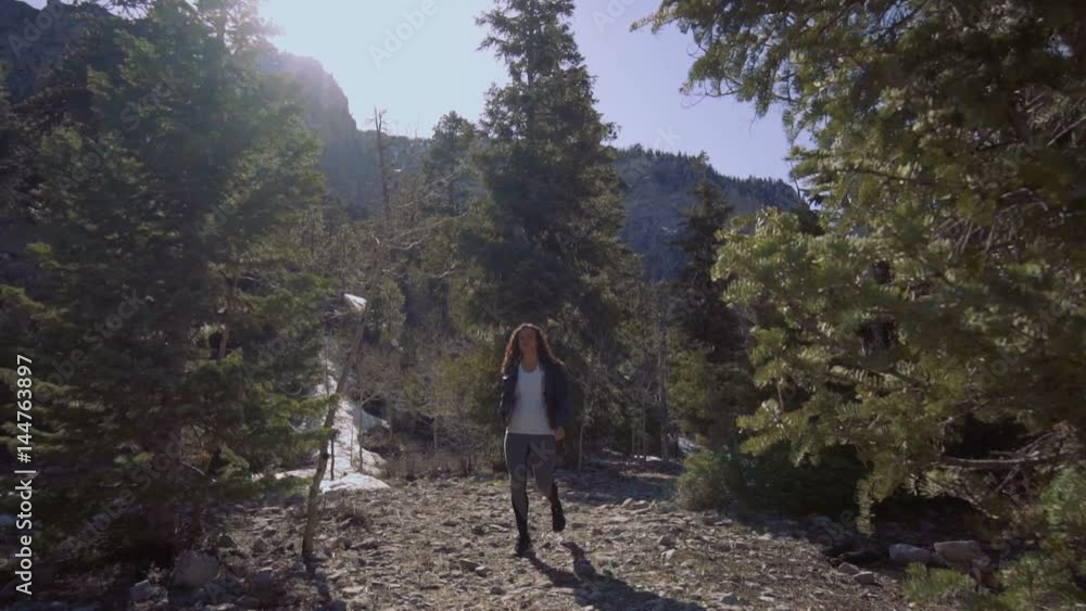 Woman Walking Through Forest Woman Walking Through Forest