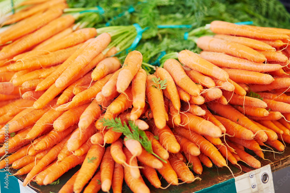 Fresh organic carrot on farmers market Fresh organic carrot on farmers market