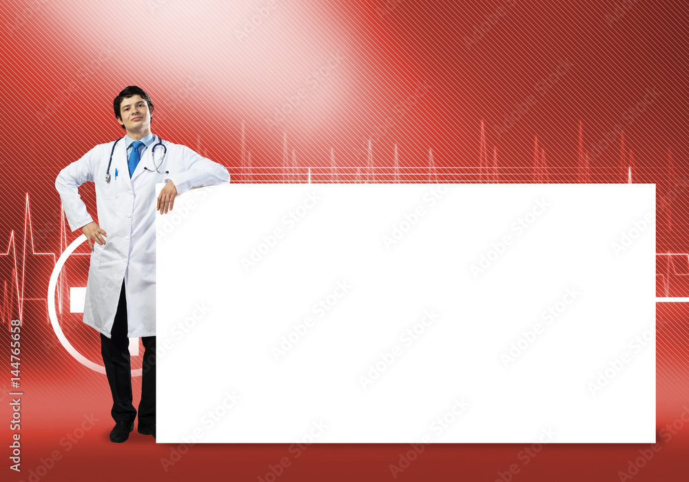 Doctor with banner Doctor with banner