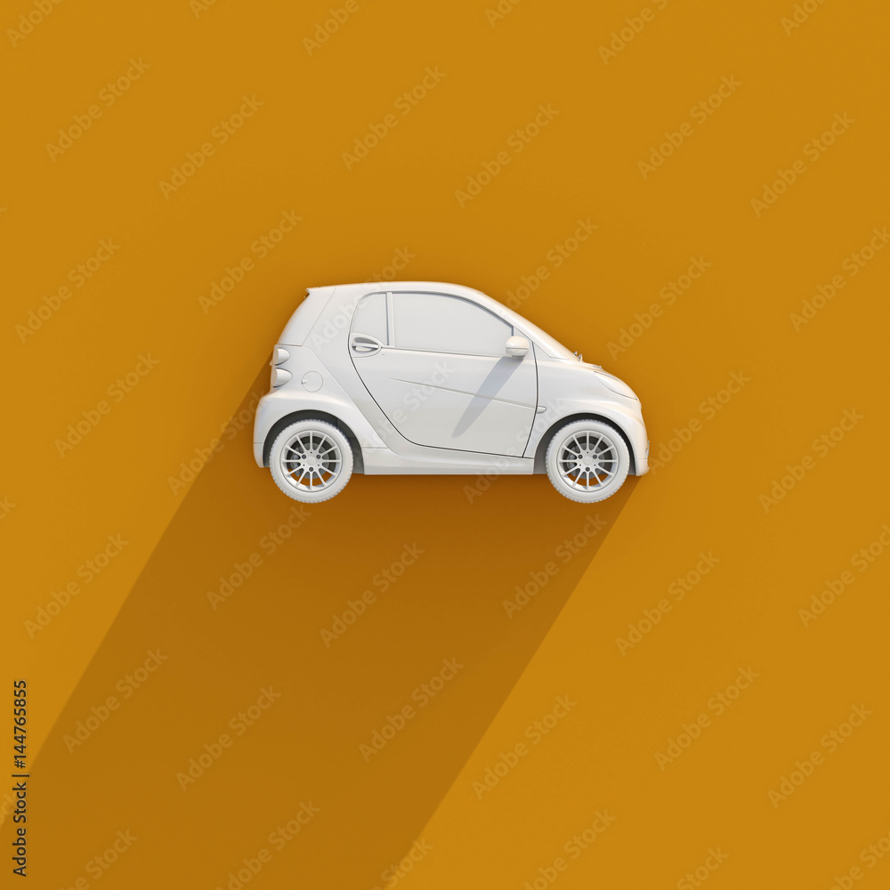 3d Car Compact White Icon