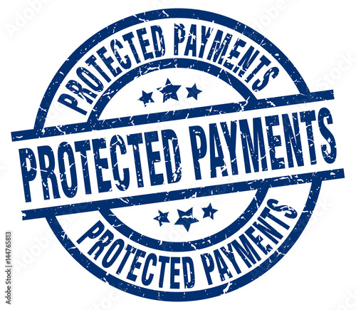 protected payments blue round grunge stamp