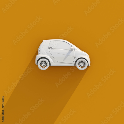 3d Car Compact White Icon