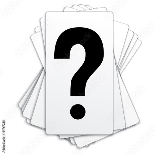 A deck of plastic cards in white with the symbol of the Question mark.