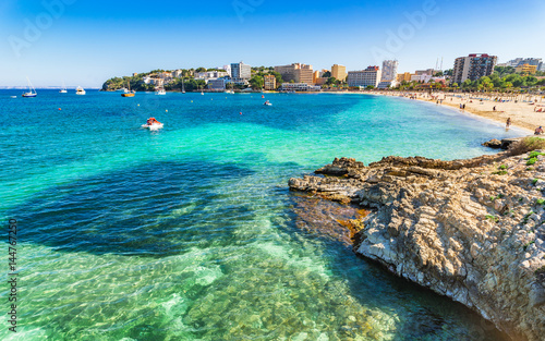 Spain Majorca beach Platja de Son Maties Palmanova seaside of Mediterranean Sea Balearic Islands