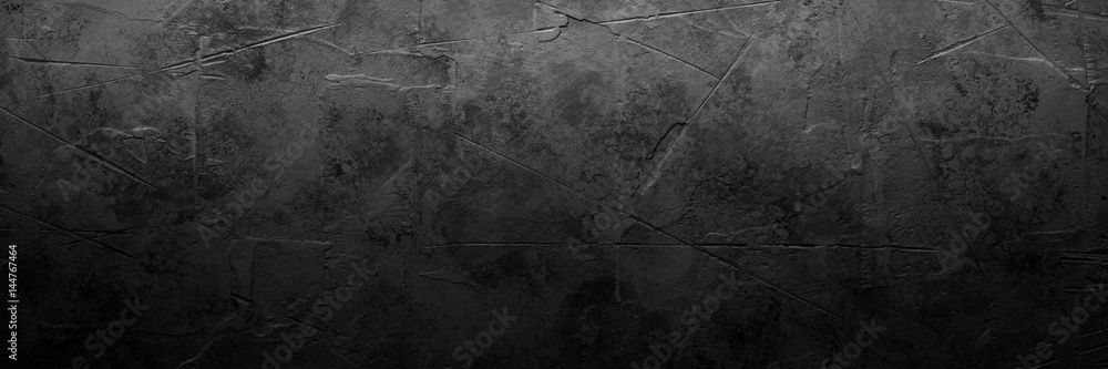 Black empty concrete stone texture. Slate background. Long banner format. - obrazy, fototapety, plakaty 