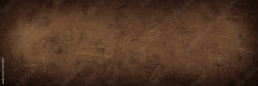 Brown empty concrete stone texture. Slate background. Long banner format. - obrazy, fototapety, plakaty 