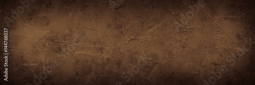 Brown empty concrete stone texture. Slate background. Long banner format.
