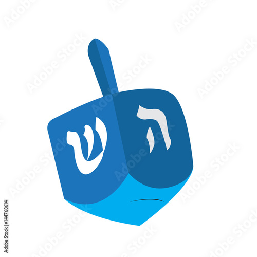 Isolated traditional jewish dreidel on a white backgrond,, Vector illustration