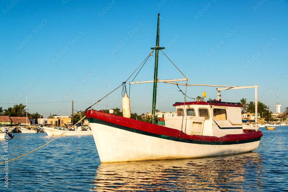 Boat and Reflection in Rio Lagartos