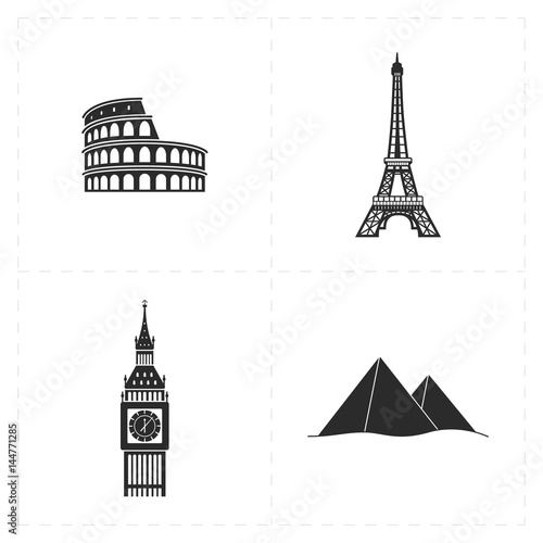 848446 four flat landmark icons