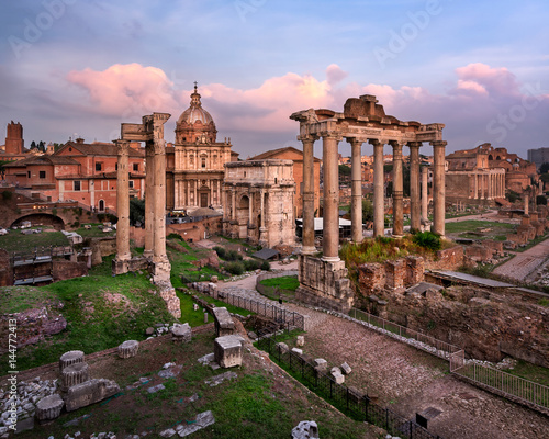 Roman Forum (Foro Romano) in the Evening, Rome, Italy