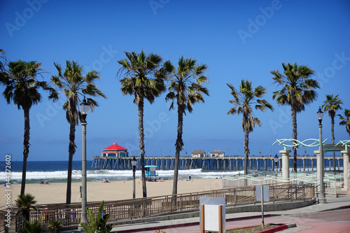 Fototapeta Naklejka Na Ścianę i Meble -  beach with pier and palm trees