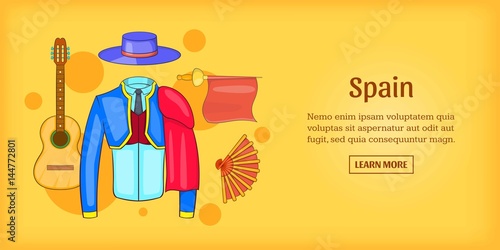 Spain banner horizontal corrida, cartoon style