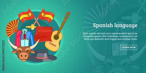 Spain banner horizontal, cartoon style
