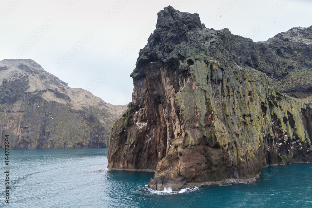 Icelandic landscape with coastal rocks
