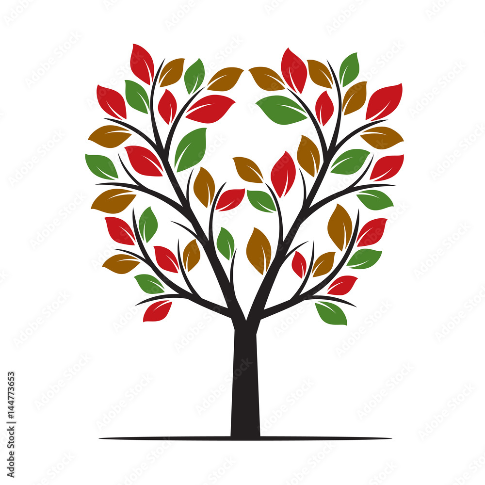 Obraz premium Color Tree with Leafs. Vector Illustration.
