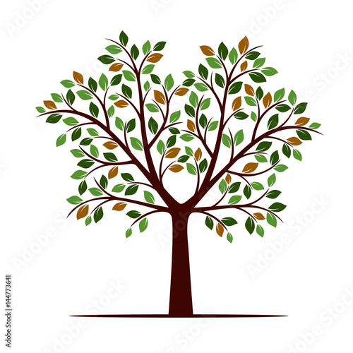 Color Tree with Leafs. Vector Illustration. © topor