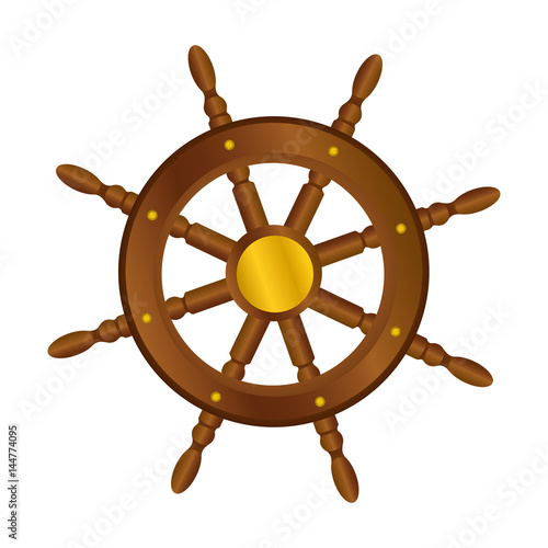 colorful silhouette of boat helm vector illustration