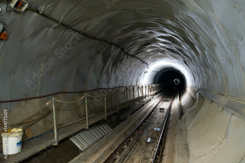 Foto Underground funicular railway in the mountain range Los Picos de Europa from Poncebos at the foot of the massif to Bulnes, one of the remotest villages in Spain
