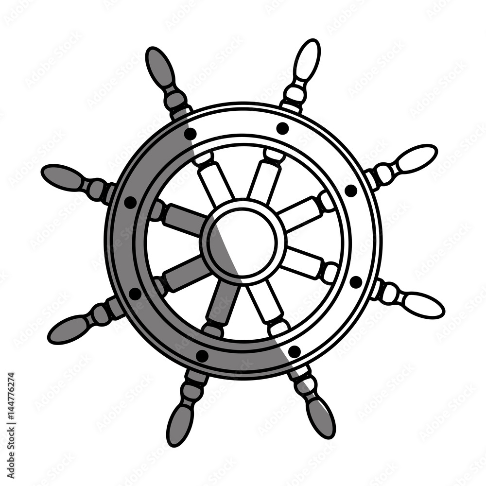 monochrome silhouette of boat helm with half shadow vector illustration monochrome silhouette of boat helm with half shadow vector illustration