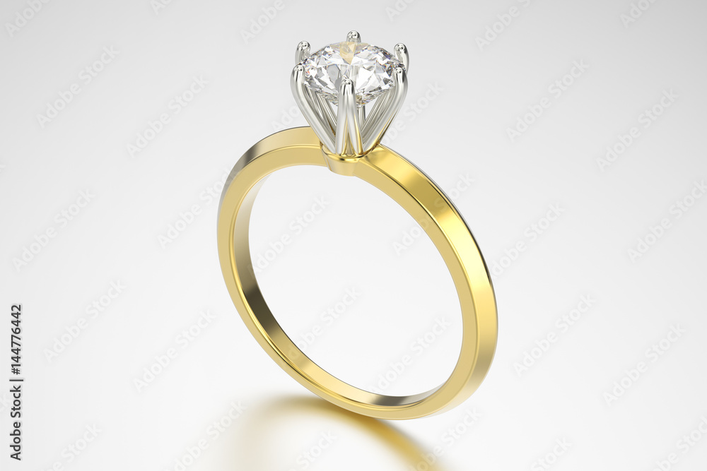 3D illustration gold ring with diamonds 3D illustration gold ring with diamonds