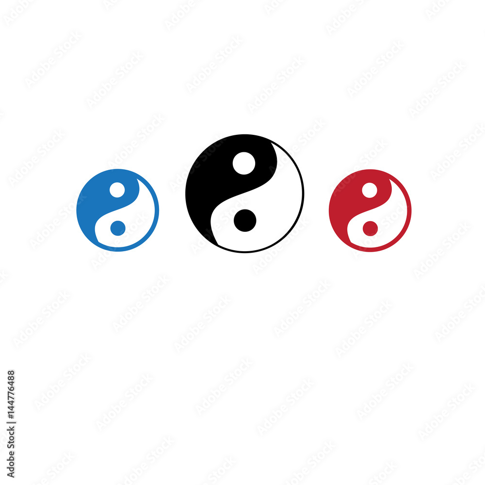 Vector icons of yin yang masculine head and feminine Vector icons of yin yang masculine head and feminine