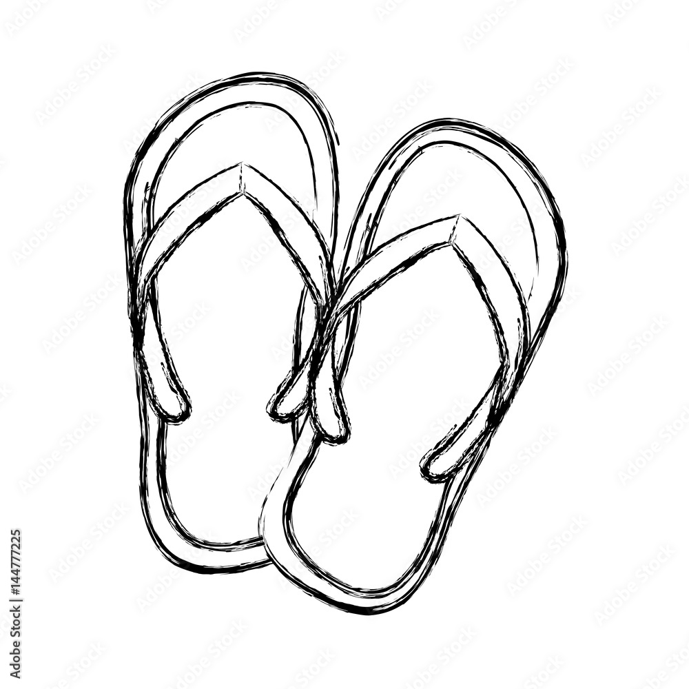 Colorful Flip Flops Summer Time Vacation Attribute Shoes Slippers Sketch  Stock Vector by ©frescomovie 226624328